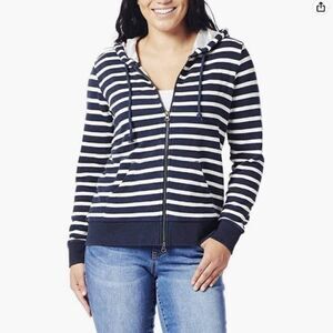 JAG Jeans Edie Zip Up Hoodie Jacket Navy Striped Nautical Women’s XL